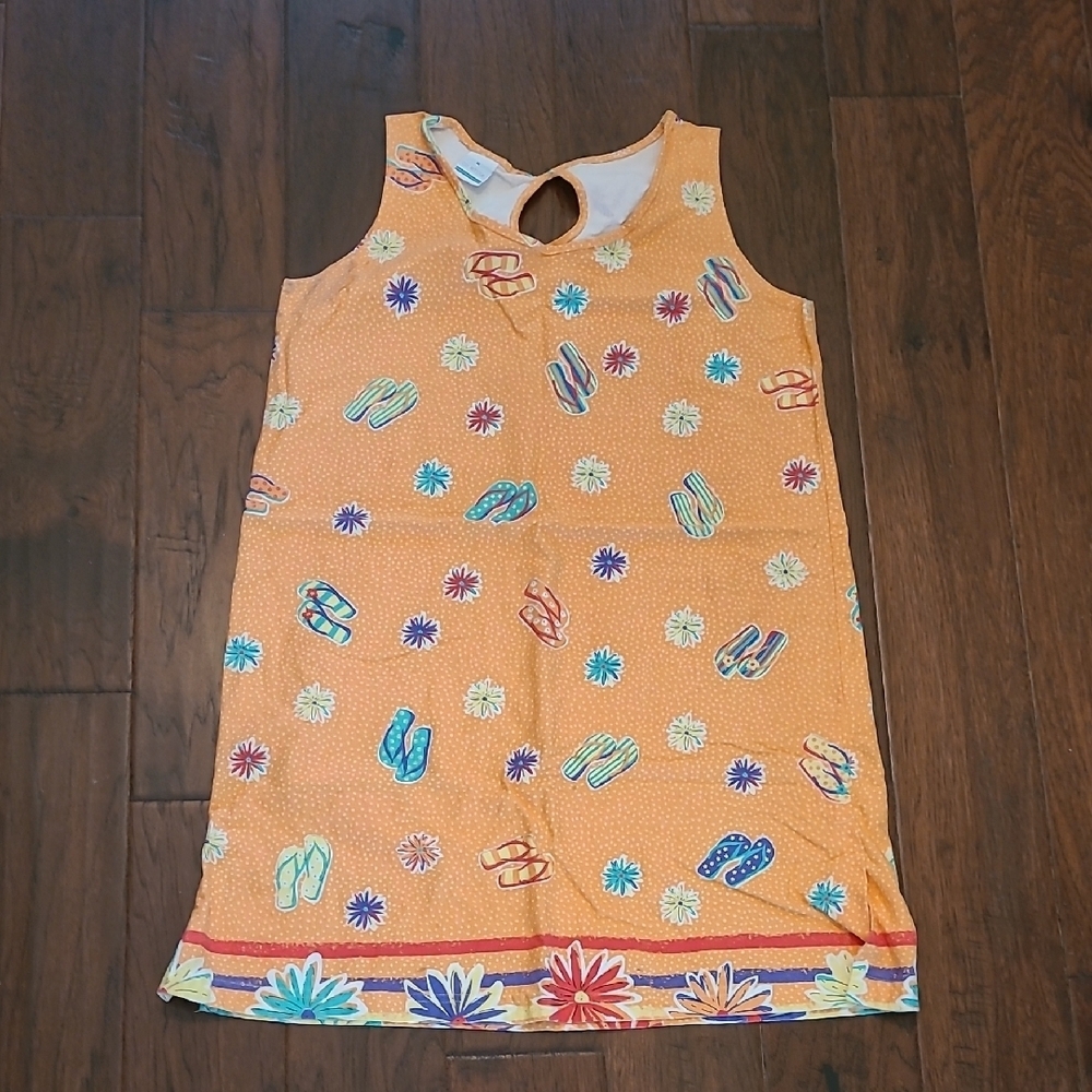 💥3for$12💥 On White women's swimsuit cover-up with Flip-Flop Print size Medium